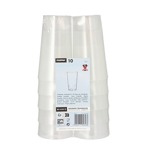 2400 Mehrweg-Trinkbecher 0,2 l Ø 6,5 cm · 11,4 cm transluzent unzerbrechlich