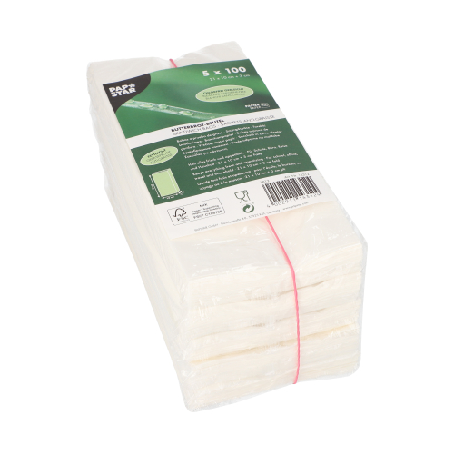 100000 Butterbrotbeutel 21 cm x 10 cm x 3 cm weiss , fettdicht