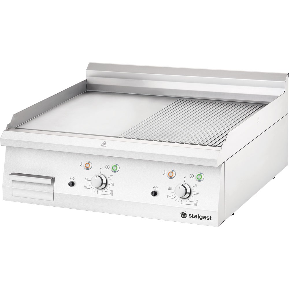Elektro-Griddleplatte als Tischgerät, 800x700 mm, ½ glatte/½ gerillte Grillfläche, Serie 700 ND