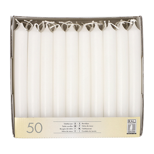 50 Tafelkerzen Ø 2,1 cm · 19,6 cm weiss 5600 Tafelkerzen Ø 2,1 cm · 19,6 cm weiss