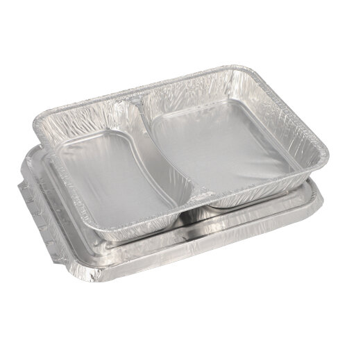 4800 Menüschalen + Deckel, Alu 2-geteilt 0,83 l 3 cm x 17,7 cm x 22,5 cm