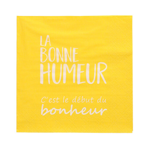20 Servietten, 3-lagig 1/4-Falz 33 cm x 33 cm gelb "La Bonne Humeur" 23040 Servietten, 3-lagig 1/4-Falz 33 cm x 33 cm gelb "La Bonne Humeur"