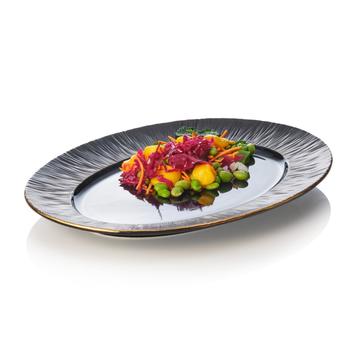 Platte Set MAYA KURO, 33 x 24,5 cm, schwarz