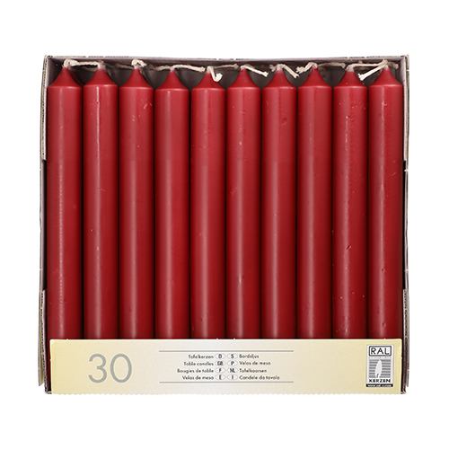 30 Tafelkerzen Ø 2,1 cm · 19,6 cm bordeaux 6240 Tafelkerzen Ø 2,1 cm · 19,6 cm bordeaux
