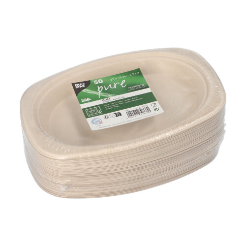 10500 Teller, Zuckerrohr "pure" oval 23 cm x 16 cm x 2 cm natur