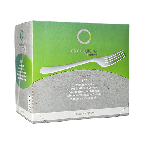 18000 "Circulware by Haval" Mehrweg-Gabeln PP-MF 19 cm weiss "Gaia" extra stabil, in Spenderbox