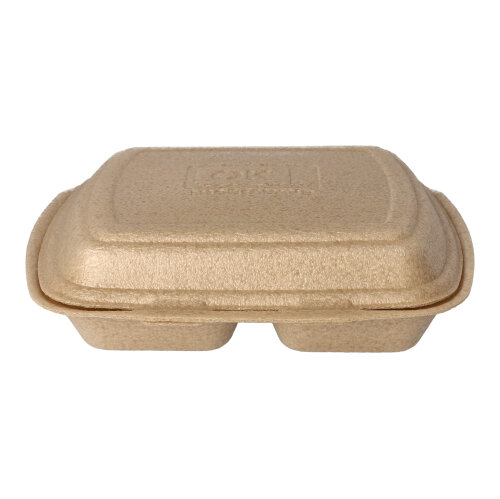 1600 Menüboxen mit Klappdeckel, XPP 2-geteilt 7 cm x 20,5 cm x 24 cm beige