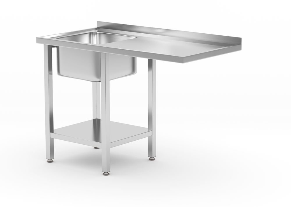 Tisch mit Spüle, Ablageboden und Platz für Geschirrspüler, HENDI, links, 1200x700x(H)850mm Tisch mit Spüle, Ablageboden und Platz für Geschirrspüler, HENDI, links, 1200x700x(H)850mm