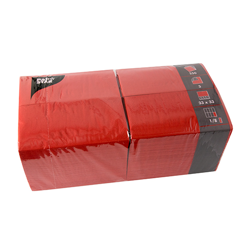 24000 Servietten, 3-lagig 1/8-Falz 33 cm x 33 cm rot