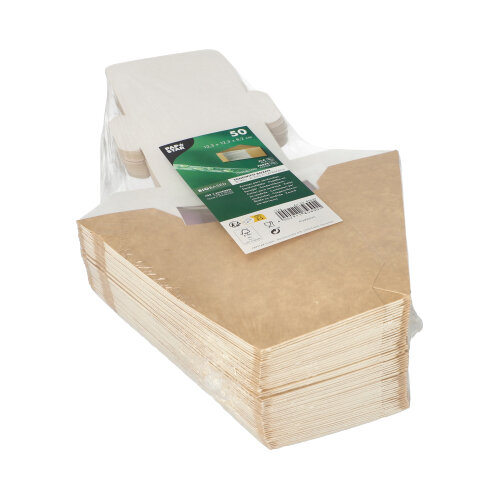 12000 Sandwichboxen, Pappe mit Sichtfenster aus PLA 12,3 cm x 12,3 cm x 8,2 cm braun