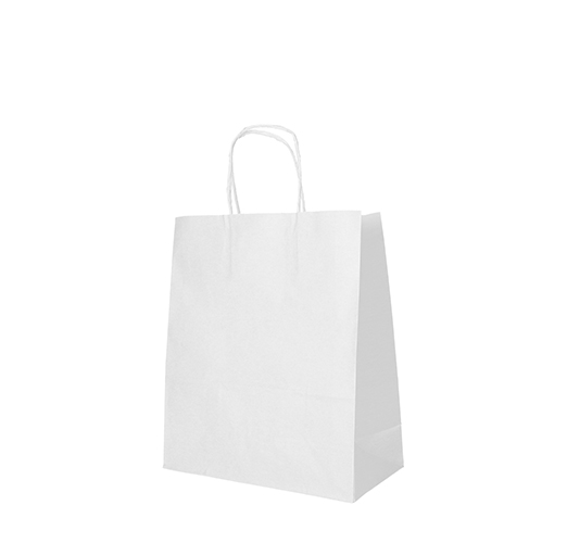6500 Tragetaschen, Papier 28 cm x 22 cm x 10 cm weiss mit gedrehtem Tragegriff