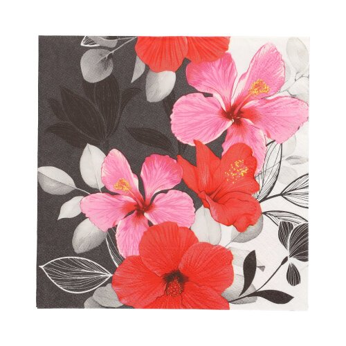 22800 Servietten, 3-lagig 1/4-Falz 33 cm x 33 cm "Hibiscus"