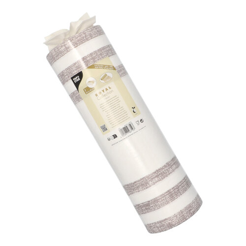 1 Tischläufer, stoffähnlich, PV-Tissue Mix "ROYAL Collection" 24 m x 40 cm mocca "Lines" 112 Tischläufer, stoffähnlich, PV-Tissue Mix "ROYAL Collection" 24 m x 40 cm mocca "Lines"