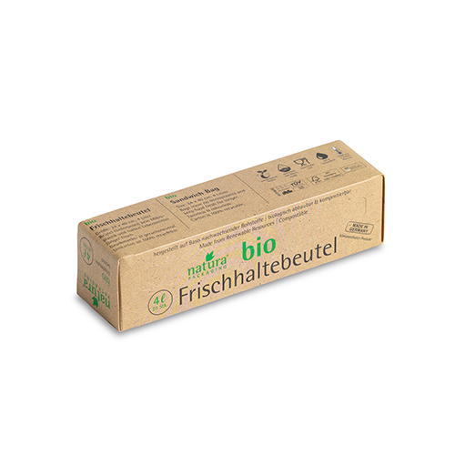 25 "Naturapackaging" Frischhaltebeutel Mater-Bi 4 l 24 cm x 40 cm in Faltschachtel