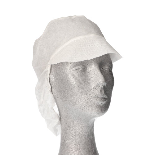 WORK-INN/PS Kappen mit Schirm und Haarnetz, Vlies Ø 30 cm weiss