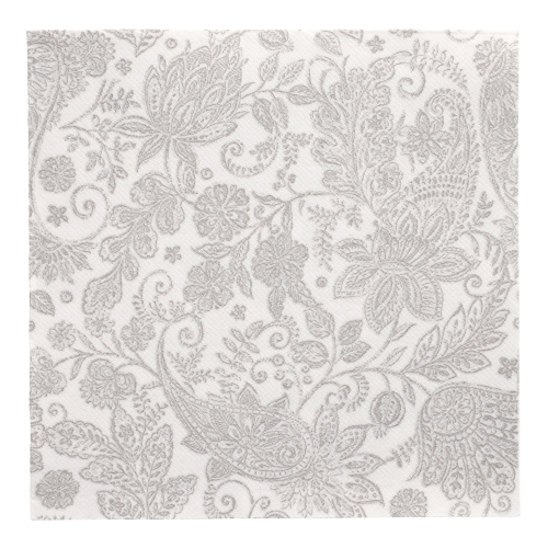 250 Servietten "ROYAL Collection" 1/4-Falz 40 cm x 40 cm grau "Paisley" 12500 Servietten "ROYAL Collection" 1/4-Falz 40 cm x 40 cm grau "Paisley"