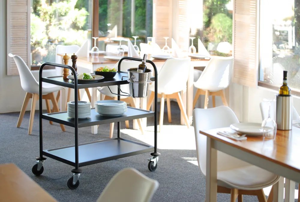 Servierwagen mattschwarz, 905x585x(H)945mm Servierwagen mattschwarz, 905x585x(H)945mm