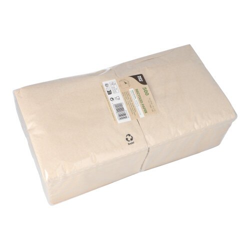5000 Servietten, 1-lagig 1/4-Falz 33 cm x 33 cm natur aus recyceltem Papier