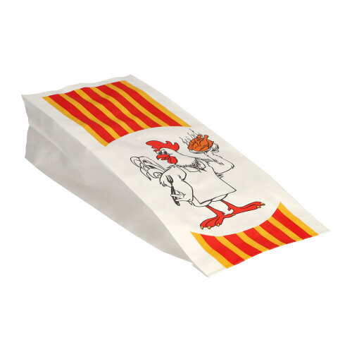 1000 Hähnchenbeutel, Papier mit HDPE-Einlage 24 cm x 10,5 cm x 5,5 cm "Grillhähnchen" 1/2