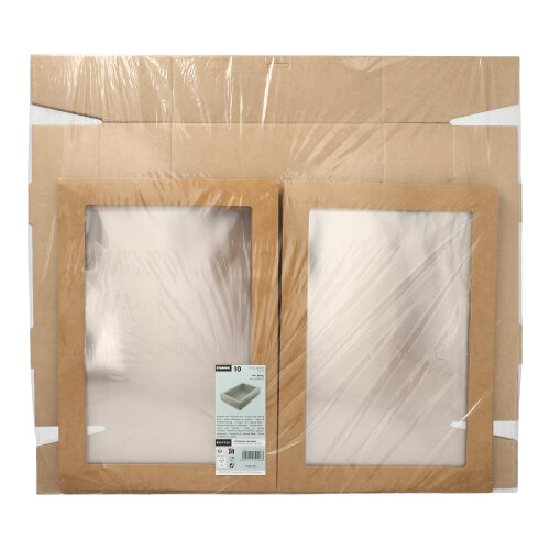 800 Transport- und Catering-Kartons, Pappe eckig 8 cm x 25,2 cm x 35,9 cm braun mit separatem Deckel und Sichtfenster aus PET