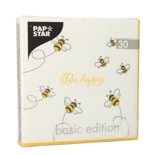 25920 Servietten, 3-lagig 1/4-Falz 33 cm x 33 cm "Bee Happy"