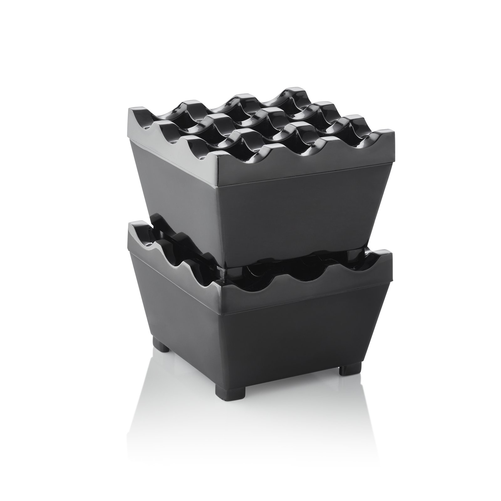 Windaschenbecher, 7,5 x 7,5 x 4,5 cm, schwarz verchromt, Zinkguss