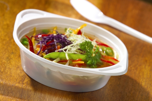 16200 Suppenschalen, PP rund 500 ml Ø 15,6 cm · 4,5 cm weiss mit Anfasser