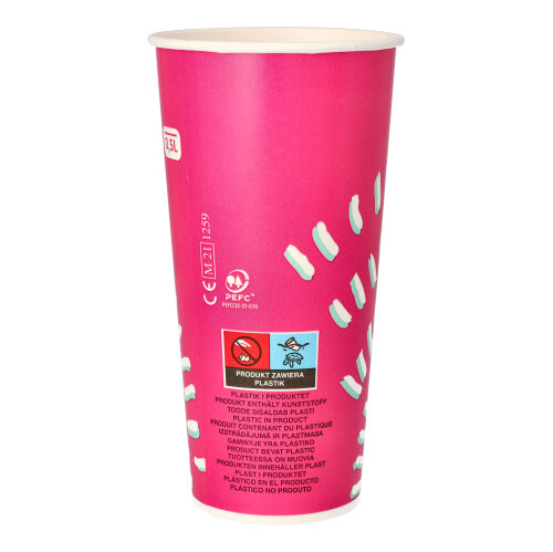 18000 Trinkbecher für Kaltgetränke, Pappe 0,5 l Ø 8,97 cm · 16,83 cm pink