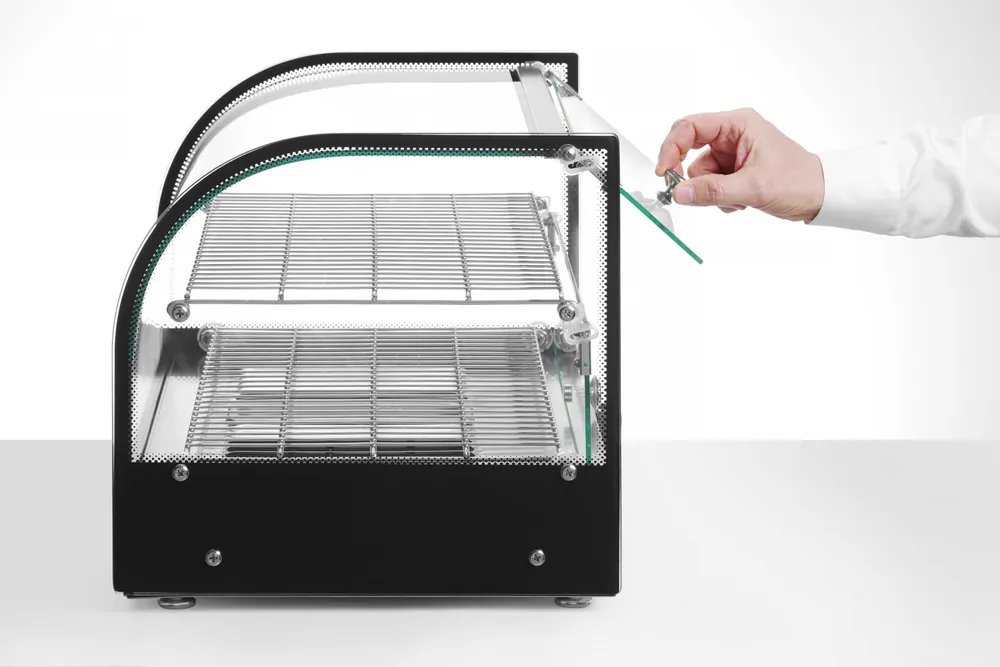 Warmhaltevitrine doppelt, doppelt, Schwarz, 220-240V/800W, 554x376x(H)376mm Warmhaltevitrine doppelt, doppelt, Schwarz, 220-240V/800W, 554x376x(H)376mm