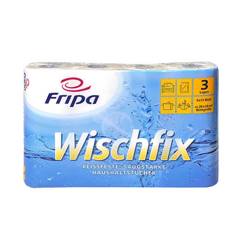 672 Rollen Küchenrollen 3-lagig 26 cm x 23,8 cm weiss "Wischfix" 51 Blatt