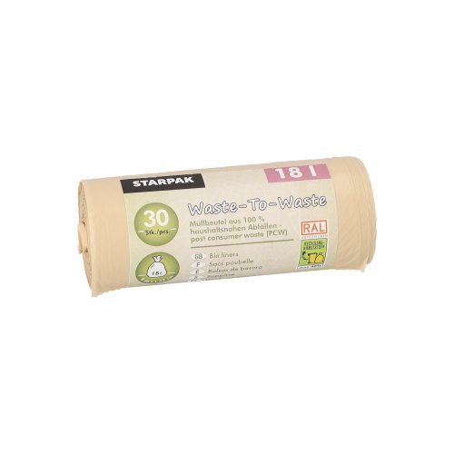 72000 Müllbeutel aus 100% PCW "Waste-To-Waste" 18 l 52 cm x 46 cm beige