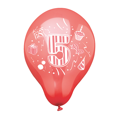 20160 Zahlenluftballons Ø 25 cm farbig sortiert "5"