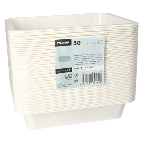 6000 Mikrowellenschalen, PP ungeteilt 1330 ml 4,9 cm x 22,7 cm x 17,8 cm weiss