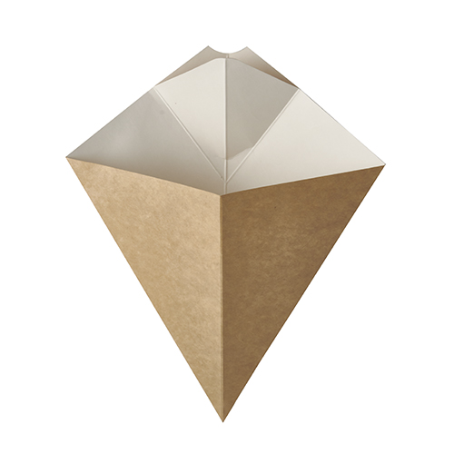 25000 Pommes-Frites-Spitztüten mit Dip-Ecke, Pappe "pure" 23,5 cm x 19 cm braun/weiss Füllinhalt 150 g