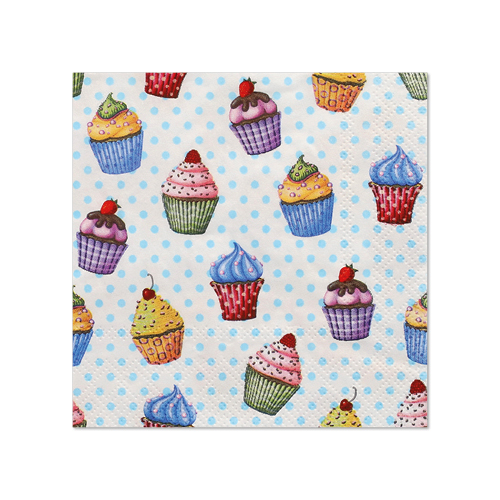 280 Servietten, 3-lagig 1/4-Falz 25 cm x 25 cm "Cupcakes" 41160 Servietten, 3-lagig 1/4-Falz 25 cm x 25 cm "Cupcakes"