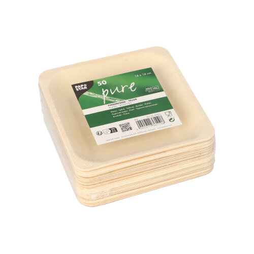 18000 Fingerfood - Teller, Holz "pure" eckig 14 cm x 14 cm