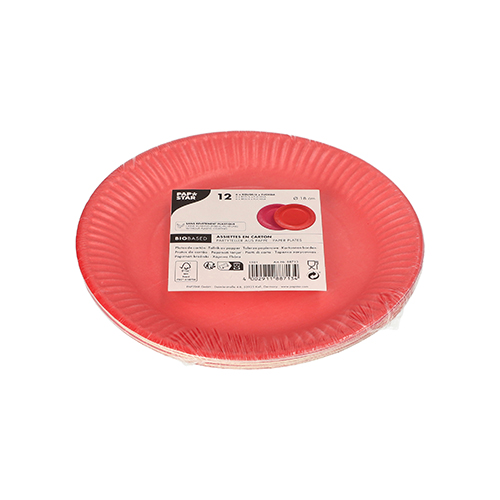 240 Teller, Pappe rund Ø 18 cm farbig sortiert - rot/fuchsia 24000 Teller, Pappe rund Ø 18 cm farbig sortiert - rot/fuchsia