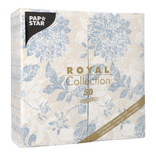 50 Servietten "ROYAL Collection" 1/8-Falz 40 cm x 40 cm arktikblau "Flowers" 12500 Servietten "ROYAL Collection" 1/8-Falz 40 cm x 40 cm arktikblau "Flowers"