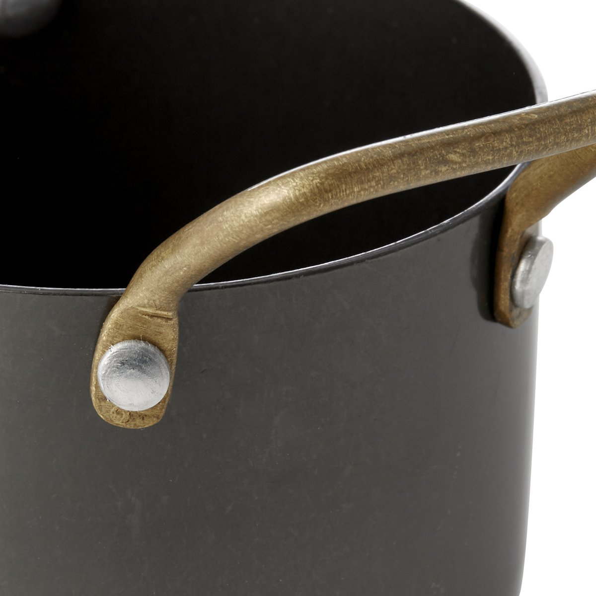 Serviertopf STEEL & STYLE, mit 2 Messinggriffen, 310 ml, Ø 9 cm, schwarz, Messing, PVD, Chromnickelstahl Serviertopf STEEL & STYLE, mit 2 Messinggriffen, 310 ml, Ø 9 cm, schwarz, Messing, PVD, Chromnickelstahl