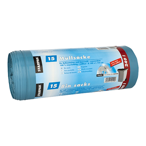 3600 Müllsäcke, LDPE 240 l 125 cm x 100 cm blau extra stark und extra reißfest