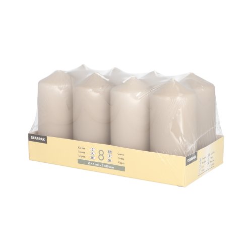 8 Stumpenkerzen Ø 47 mm · 100 mm greige 2304 Stumpenkerzen Ø 47 mm · 100 mm greige