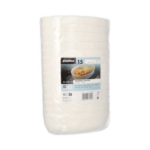 15 Mehrweg-Schalen oval 900 ml 5,5 cm x 13,5 cm x 20,5 cm weiss "Cella" 60 Mehrweg-Schalen oval 900 ml 5,5 cm x 13,5 cm x 20,5 cm weiss "Cella"