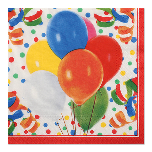 600 Servietten, 3-lagig 1/4-Falz 33 cm x 33 cm "Lucky Balloons"
