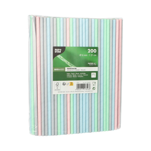 80000 Trinkhalme, Papier Ø 6 mm · 21 cm farbig sortiert
