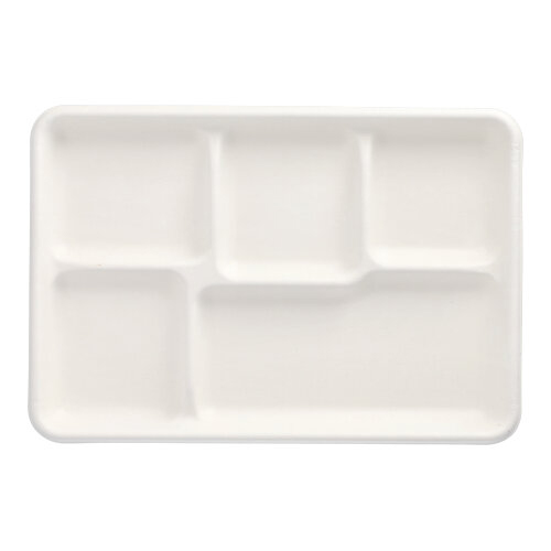 3750 Menü-Trays, Zuckerrohr "pure" 5-geteilt 2,4 cm x 21,6 cm x 31,7 cm weiss