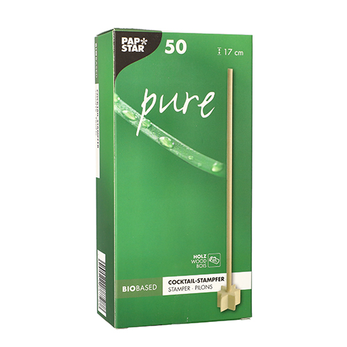 28000 Cocktail-Stampfer, Holz "pure" 17 cm natur "Star"