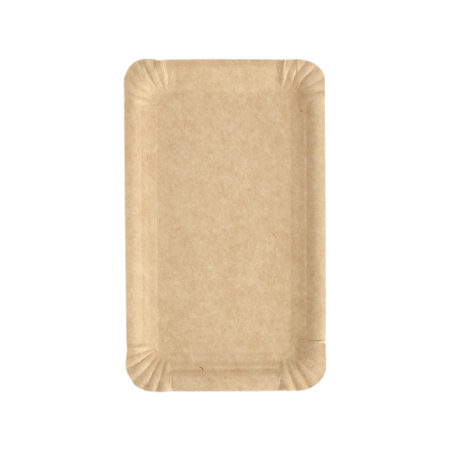 40000 Teller, Pappe "pure" eckig 11 cm x 17,5 cm braun