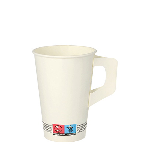 24000 Trinkbecher mit Henkel, Pappe 0,2 l Ø 7 cm · 9,7 cm weiss