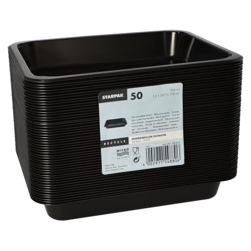 6000 Mikrowellenschalen, PP ungeteilt 935 ml 3,2 cm x 22,7 cm x 17,8 cm schwarz