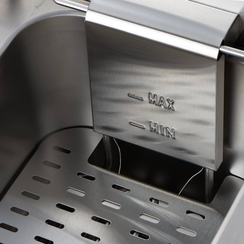 Doppel-Fritteuse CATERINA, 2x 10 Liter, mit Ablasshahn 610x510x390 mm (BxTxH), 2x 3 kW 230V Doppel-Fritteuse CATERINA, 2x 10 Liter, mit Ablasshahn 610x510x390 mm (BxTxH), 2x 3 kW 230V